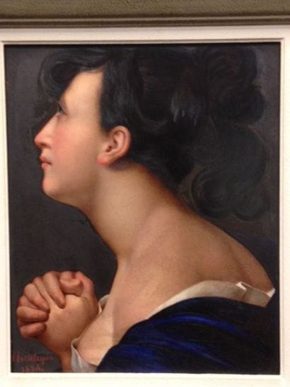 F. MORTELEQUE (XIXème)
Profil de femme priant....