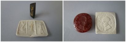 Lot: - Grande intaille ovale. Portrait d'homme...