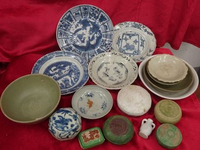 CHINE
Ensemble de céramiques (boîtes, bol,...