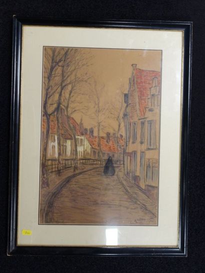 André WILDER (1871-1965)
Vue de village animé....