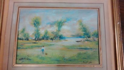 BARBIZON (XXème siècle)
Berger dans un paysage...