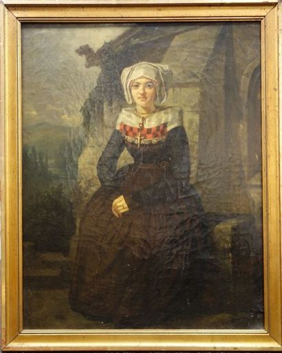 Ecole du XIXème siècle
Jeune fille devant...