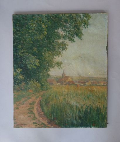 Léon GIRAN-MAX (1867-1927)
Paysage au clocher....