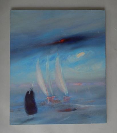 René SMET (né en 1929)
La vieille. Huile...
