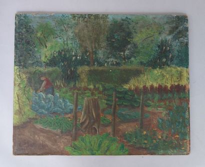 Lucien MATHELIN (1905-1981)
Le potager. Huile...