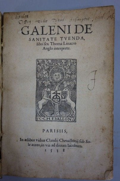 GALENIUS De Sanitate Tuenda libri sex Thoma...