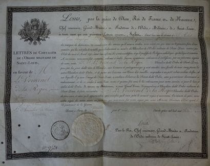 Lettre de Chevalier de l'Ordre militaire...