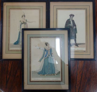 Ensemble de 23 gravures en couleur représentant...