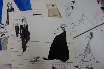 Ensemble de divers dessins: - WEI, XXème...