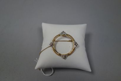Monture de broche ronde en ors jaune et gris...