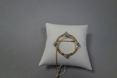 Monture de broche ronde en ors jaune et gris...