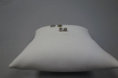 Paire de clous d'oreilles en or gris (750)...