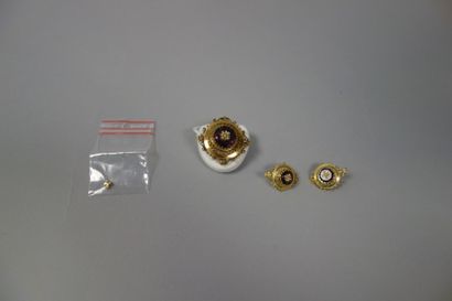 Broche et paire de boucles d'oreilles en...