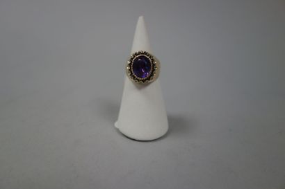 Bague en ors jaune et gris (750) rainurée...