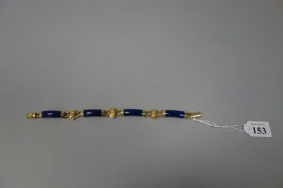 Bracelet articulé en or jaune (750) formé...
