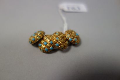 Paire de boutons de manchettes en or jaune...