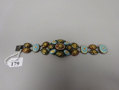 Bracelet en argent (925) articulé orné d'émaux...