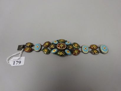 Bracelet en argent (925) articulé orné d'émaux...