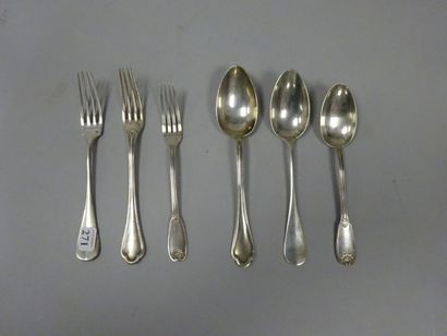 Trois couverts de baptême en argent (925)...