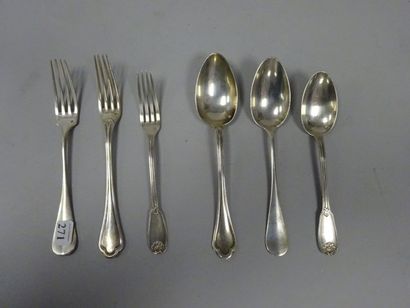 Trois couverts de baptême en argent (925)...