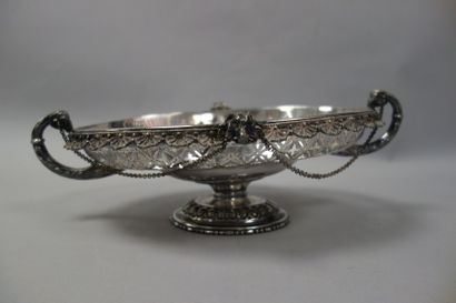 Coupe de forme corbeille en métal argenté,...