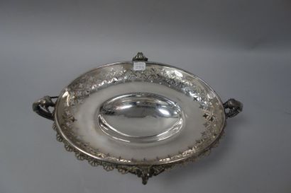 Coupe de forme corbeille en métal argenté,...