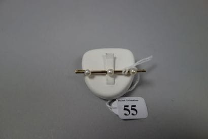 Broche barrette en or jaune (750) ornée de...