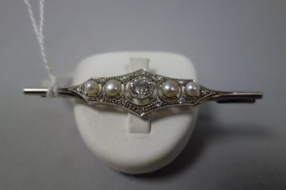 Broche barrette en or gris (750) et platine...