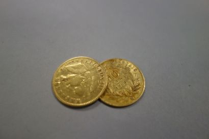 FRANCE

2 pièces de 10 francs or, 1864 et...