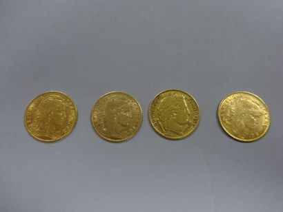 FRANCE

Lot de 4 pièces de 10 francs or,

1851...