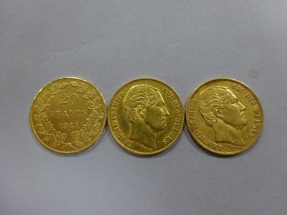 BELGIQUE

Lot de trois pièces de 20 francs...