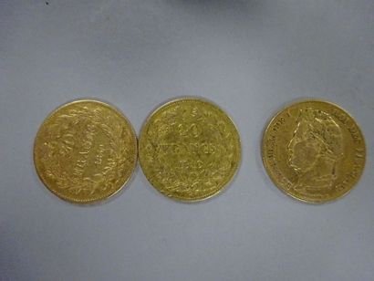 FRANCE

Lot de trois pièces de 20 francs...