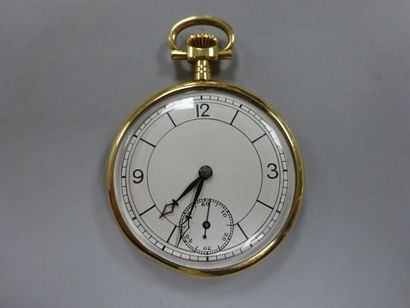 Montre de gousset plate en or jaune (750)...