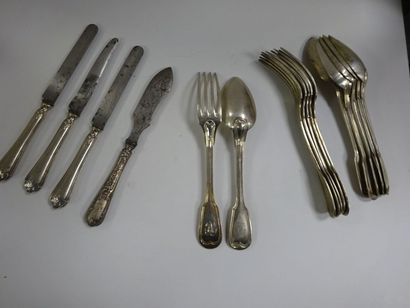Six couverts de table en argent (925) modèle...