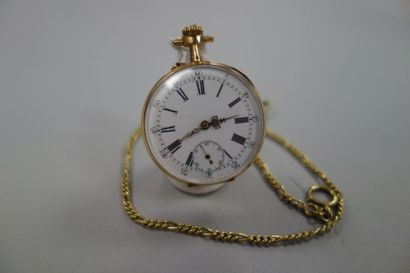 Montre à gousset en or jaune (750) uni, cadran...