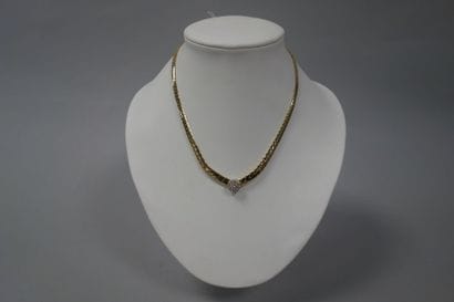 Collier en ors jaune et gris (585) à maillon...