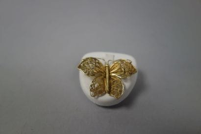 Broche papillon en or jaune (750), les ailes...