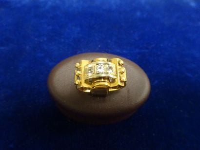 Bague carré en or jaune et gris (750), à...
