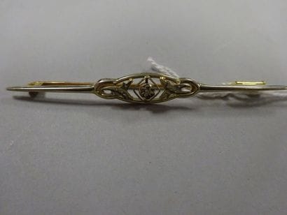 Broche barrette en or jaune et or blanc (750)...