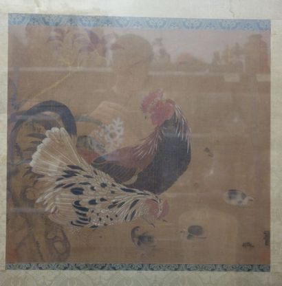 JAPON
Coq, poule et poussins.
Encre sur sur...