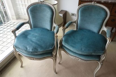 Suite de quatre fauteuils en cabriolet en...