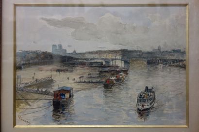 Franck BOGGS (1855-1926) Bateaux lavoirs...