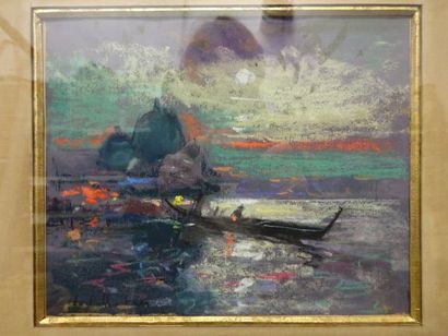 Charles PELLETIER (1922-2005),Gondole à venise,...