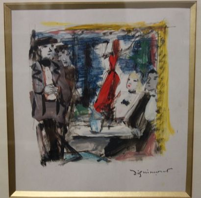 ANDRE DIGNIMONT (1891-1965)Scène de cabaret.Dessin...