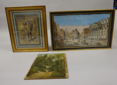 Lot comprenant:- Une vue d'optique, vue de...