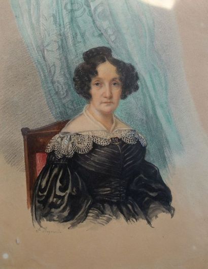 Ecole du XIXème siècle.Portrait d'une élégante...