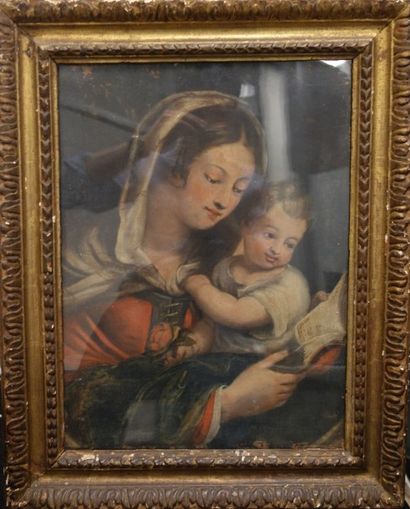 Ecole du XVIIIème siècle.Vierge à l'enfant.Huile...