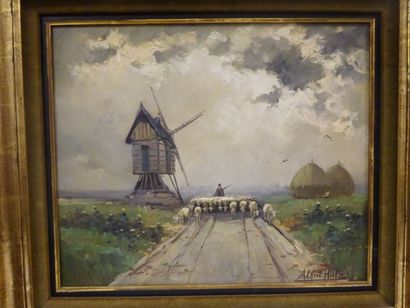 Albert HIRTZ (XXème siècle)Troupeau de moutons...
