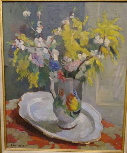 Albert COSTE (1896-1985),Bouquet de mimosa...