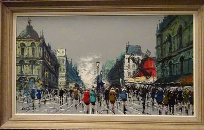 ECOLE XXème,Le Moulin Rouge, Huile sur toile...